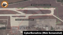 Работы по созданию инфраструктуры для пусков дронов в Донецком аэропорту: внизу видны помещения (укрытия) для БПЛА, наверху – площадки для пусковых установок