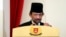 Султан Брунея Хассанал Болкиах на торжественном мероприятии, посвященном 50-летию Соглашения о взаимозаменяемости валют в Сингапуре и Брунее, июль 2017 года. Фото: AP