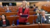 Анжела Мельникова выступает на Парламентской ассамблее Совета Европы в Страсбурге, 30 января 2025 года